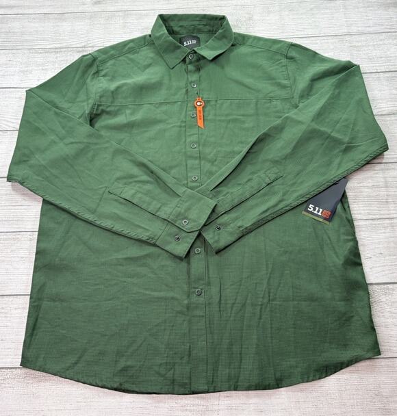 5.11 Tactical Other - 5.11 Tactical Igor Shirt Green Houndstooth Long Sleeve Snap Button Size M